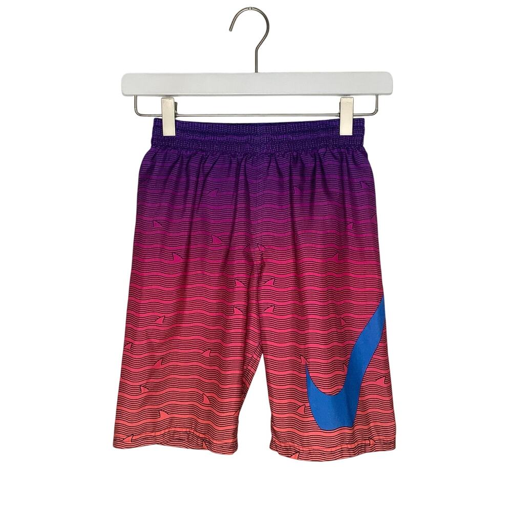 Nike Orange Pink Purple Shark Stripe Breaker Volley Swim Trunks Medium